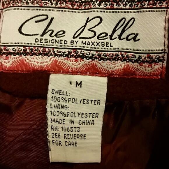 NWT. Che Bella Wine Polyester Pea Coat. M - Picture 4 of 4